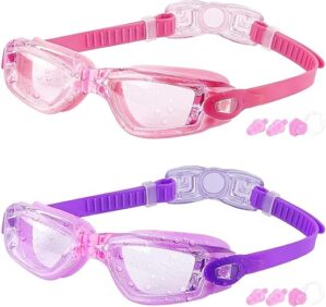 COOLOO Kids Swim Goggles, 2 Packs For Ages 4-16