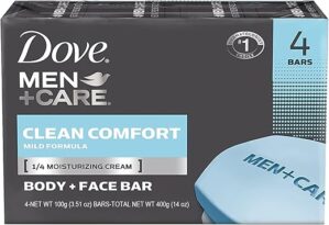 Dove Men Care Body + Face Bar, Clean Comfort, 4 Bars