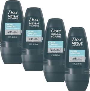 Dove Men+Care Clean Comfort Roll On Deo, 4-Pack