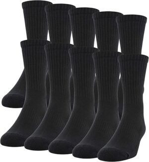Gildan Men’s Active Cotton Crew Socks, 10-Pairs