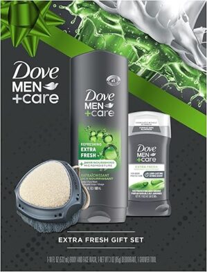 Dove Men's Gift Set – Face Wash, Antiperspirant, Shower Tool (3 Piece Set)