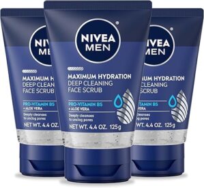 Nivea Men Men's Maximum Hydration Deep Cleaning Face Scrub, 3 Pack
