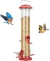 Kingsyard Metal Bird Feeder, Extra Thick Tube, Red