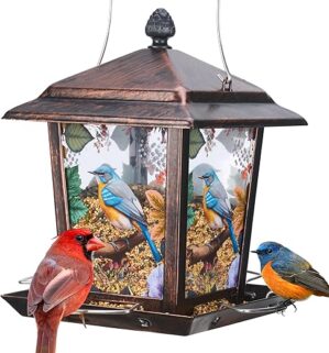 Kingsyard Metal Bird Feeder With 4 Perches