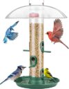 Kingsyard Metal Bird Feeder With Rainproof Dome