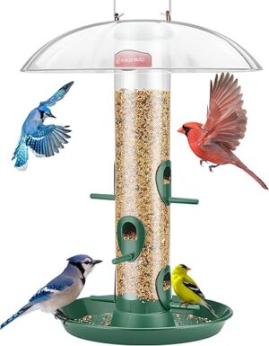 Kingsyard Metal Bird Feeder With Rainproof Dome