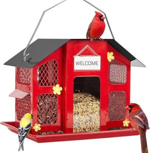 Kingsyard Metal Mesh Bird Feeder with Roof