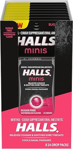 Halls Minis Watermelon Flavor Sugar Free Cough Drops