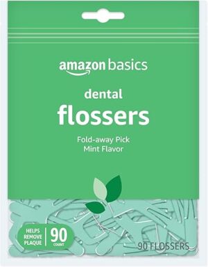 Amazon Basics Mint Dental Flossers, 90 Count