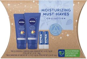 NIVEA Moisturizing Skin Care Set, Hand Cream & Lip Balm