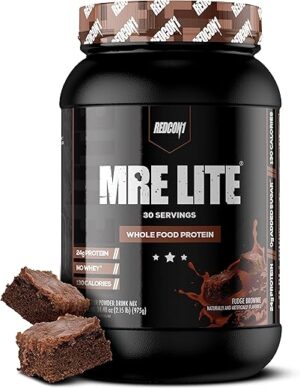 REDCON1 MRE Lite Whole Food Protein Powder, Fudge Brownie