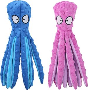 HGB Octopus No Stuffing Crinkle Plush Dog Toys