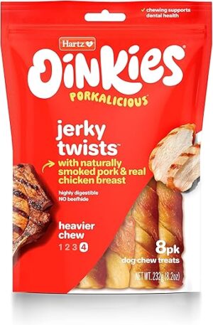 Hartz Oinkies Jerky Twists Dog Treats, 8 Count