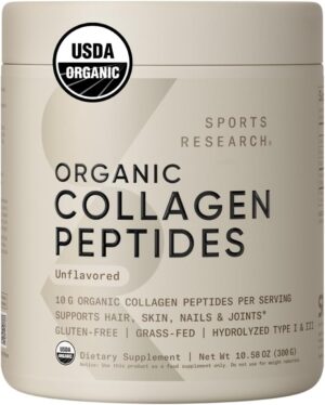 Sports Research Organic Collagen Peptides - Unflavored Powder