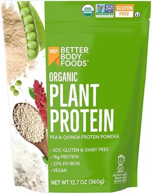 BetterBody Foods Organic Plant Based Protein Powder, 12.7 Ounces