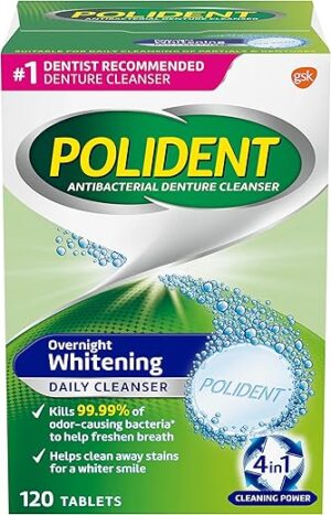 Polident Overnight Whitening Denture Cleanser Tablets