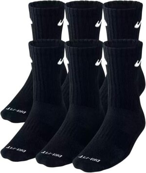 Nike Plus Cushion Socks (6-Pair), Crew Black