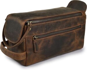 LEATHER VILLAGE Premium Leather Travel Toiletry Bag