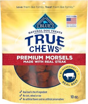 Blue Buffalo Premium Morsels Dog Treats, Steak, 10-oz