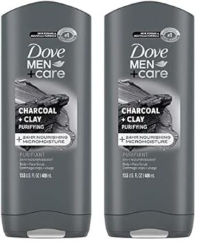 DOVE MEN + CARE Purifying Charcoal + Clay Body Wash, 13.5 oz