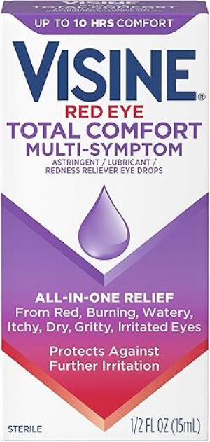 Visine Red Eye Total Comfort Eye Drops, Pack Of 4