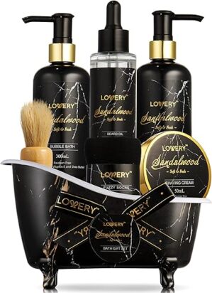 LOVERY Sandalwood Men's Grooming Kit Gift Basket