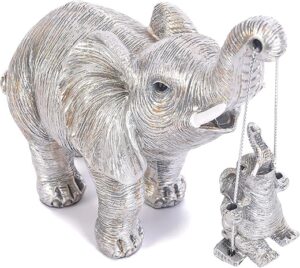 FriyGardcn Silver Elephant Statue Brings Good Luck