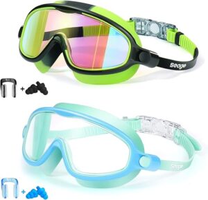 Seago Swim Goggles 2 Pack Anti-Fog Anti-UV