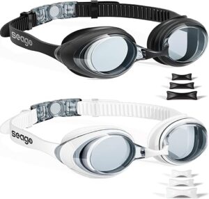 Seago Swimming Goggles 2 Pack Anti-Fog Anti-UV
