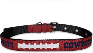 Pets First Tough Leather NFL Dallas Cowboys Dog Collar, Large