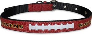 Pets First Tough Leather NFL Ravens Dog Collar