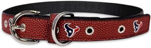 Pets First Tough Leather NFL Texans Dog Collar, Large