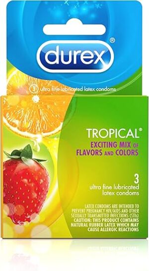 Durex Tropical Flavors Premium Condoms, 18 Count