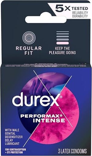 Durex Ultra Fine Ribbed Dotted Condoms, 3 Count
