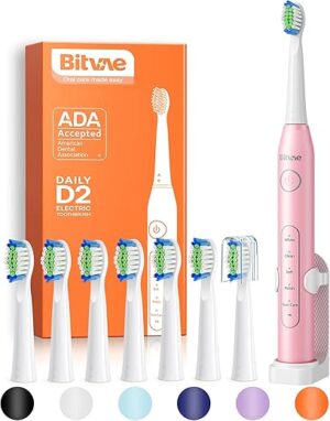 Bitvae Ultrasonic Rechargeable Sonic Toothbrush Pink D2
