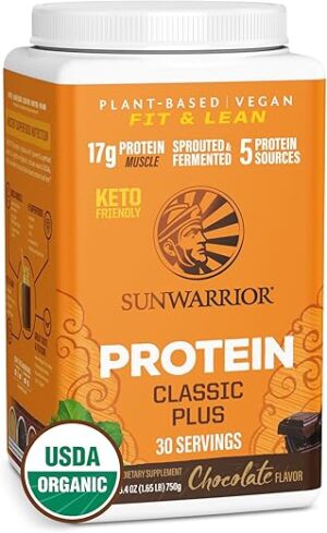 Sunwarrior Vegan Organic Protein Powder, Chocolate 30 Servings