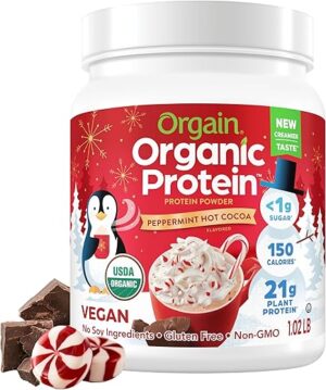 Orgain Vegan Protein Powder, Peppermint Hot Cocoa