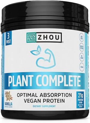 ZHOU Vegan Protein Powder, Vanilla, 21g Protein