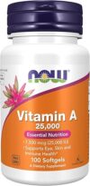 NOW Foods Vitamin A 25,000 IU, 100 Softgels