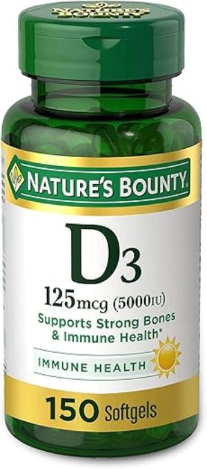 Nature's Bounty Vitamin D3, Immune Support, 5000IU Softgels