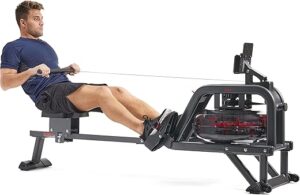Sunny Health & Fitness Water Rowing Machine With Real-Time Resistance