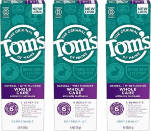 Tom's of Maine Whole Care Natural Toothpaste, Peppermint, 3-Pack