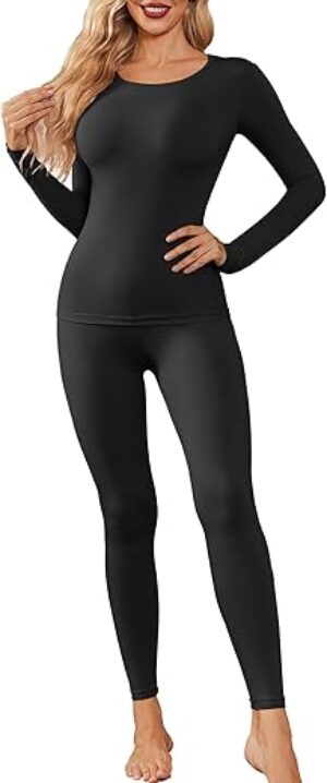 Ekouaer Women's Thermal Underwear Set Long Sleeve