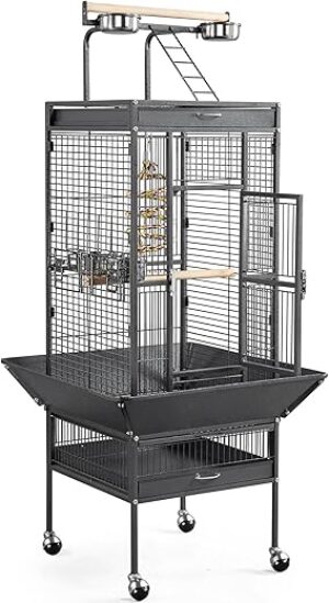 Yaheetech Wrought Iron Rolling Parrot Bird Cage