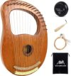 AKLOT 16 Metal Strings Lyre Harp Mahogany Body