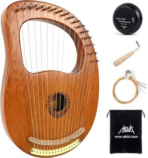 AKLOT 16 Metal Strings Lyre Harp Mahogany Body