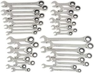 GEARWRENCH 34 Pc. Standard & Stubby Ratcheting Wrench Set – 85034