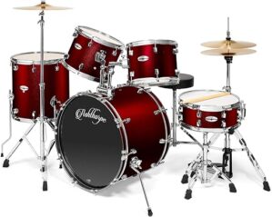 Ashthorpe 5-Piece Full Size Drum Set - Red