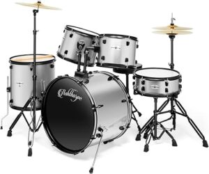 Ashthorpe 5-Piece Full Size Drum Set - Silver