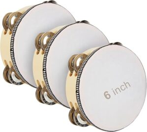 SHUESS 6 Inch Tambourine With Double Row Jingles